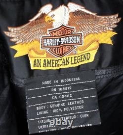 Blouson de moto Harley Davidson HD en cuir avec écusson pour femmes, taille S.