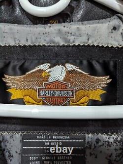 Blouson en cuir Harley Davidson Classic 2002 avec stabilisateur, logo Metal Bar & Shield XXL