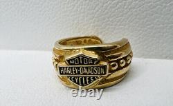 Boucle d'oreille en or jaune 10KT Harley Davidson Harley avec logo bouclier - Patrimoine