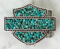 Boucle de ceinture pour femmes avec logo Bar Shield en pierres turquoise Harley-Davidson