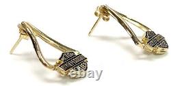 Boucles d'oreilles en or jaune 10 carats avec pendentif Harley-Davidson Bar Shield