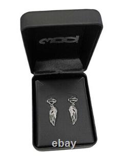 Boucles d'oreilles pendantes Harley-Davidson Women's Bar & Shield Wing en argent HDE0336
