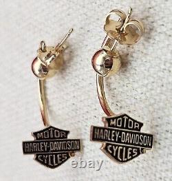 Boucles d'oreilles pendantes barre et bouclier Harley Davidson 10k par Stamper