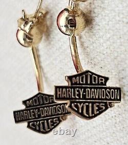 Boucles d'oreilles pendantes barre et bouclier Harley Davidson 10k par Stamper