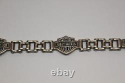 Bracelet Argent Sterling Harley Davidson 8 Bike Chain Bar & Shield 56g 925