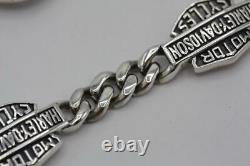 Bracelet chaîne à maille gourmette avec barre et bouclier en argent sterling 925 Harley Davidson de 21,8g.