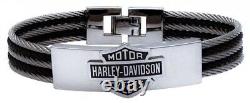 Bracelet d'identification en câble d'acier avec le logo Bar & Shield pour homme Harley-Davidson, HSB0068