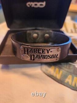 Bracelet en cuir avec logo Harley Davidson pour hommes, avec barre et bouclier par MOD