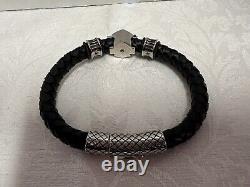 Bracelet en cuir tressé noir Harley-Davidson pour homme Bar & Shield HSB0217