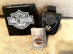 Briquet Zippo Harley Davidson BAR & SHIELD avec étui de ceinture B'06 et porte-cigarette