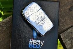 Briquet Zippo Harley Davidson Blu Bar Shield Diamond Plate Butane 30040