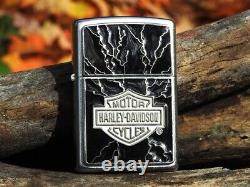 Briquet Zippo Harley Davidson H-D Lightning Bar et Shield Modèle # 20867