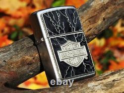 Briquet Zippo Harley Davidson H-D Lightning Bar et Shield Modèle # 20867