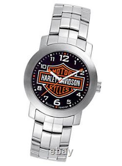 Bulova Harley-davidson Mens Bar & Shield Bracelet En Acier Inoxydable Montre 76a019