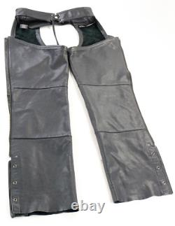 Chaps de moto en cuir noir pour hommes Harley Davidson S, pantalon de biker avec blason bar shield