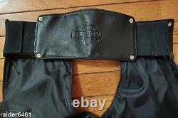 Chaps en cuir noir Vintage Harley Davidson pour hommes, taille L, avec logo Bar Shield H-D98142-92VM en excellent état