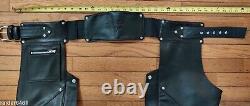 Chaps en cuir noir pour hommes Harley Davidson vintage avec logo Bar Shield H-D98142-92VM en excellent état (EUC)