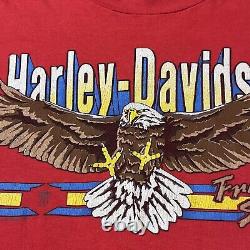 Chemise de moto vintage Harley Davidson des années 80 avec bouclier de barre et aigle du Sud du Mississippi