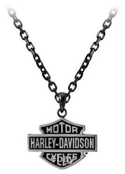 Collier De Chaîne Harley-davidson Pour Hommes Bride Noire Bar & Shield Collier Hsn0054-24