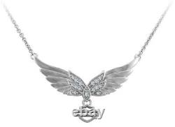 Collier Harley-Davidson Women's Bling Wing Bar & Shield, en argent sterling