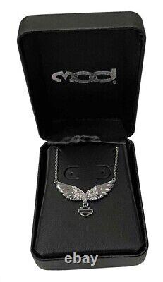 Collier Harley-Davidson Women's Bling Wing Bar & Shield, en argent sterling