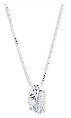 Collier avec pendentif plaque d'identité Harley-Davidson pour femmes de 16 pouces, en argent sterling