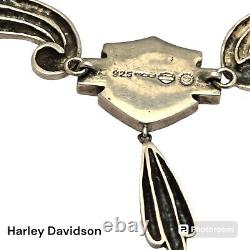 Collier de moto Harley Davidson Mod 925 Sterling avec grand pendentif en cristal Bar & Shield