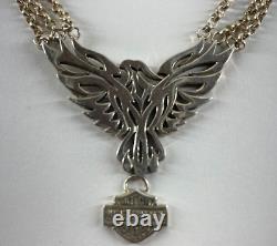 Collier en argent sterling Harley-Davidson Femme avec pendentif Wing Bar & Shield noir stone