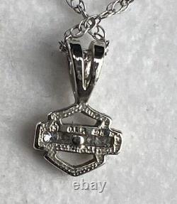 Collier pendentif Harley-Davidson Stamper 18 en or blanc 10 carats avec diamants et bouclier