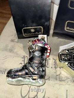 Deux Ornements De Noël Christopher Radko Harley Davidson Bar Et Bouclier! Nib