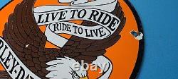 Enseigne vintage en porcelaine de moto Harley Davidson avec aigle chauve pour bar à essence