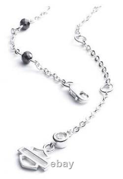 Ensemble collier et boucles d'oreilles Harley-Davidson pour femmes, barre et bouclier en cristal de 16 pouces, argent