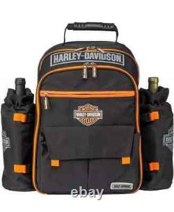 Ensemble de pique-nique Harley-Davidson Pack Bar & Shield Logo Sac à dos Noir Orange NEUF avec étiquette