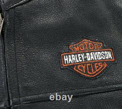 Femme Harley Davidson Veste En Cuir L Stock 98112-06vw Fermeture Éclair Bouclier Barre Noire