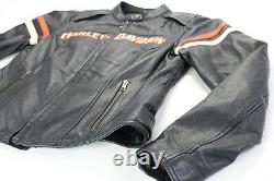 Femmes Harley Davidson Veste En Cuir M Miss Enthusiast Noir Orange Bar Shield