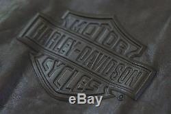 Gaufrée Bar Harley Davidson Men & Shield Vintage Classique En Cuir Noir Veste L