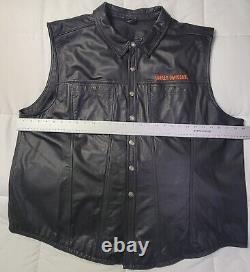 Gilet en cuir Harley Davidson Bar & Shield pour hommes 4XL XXXXL avec col à boutons