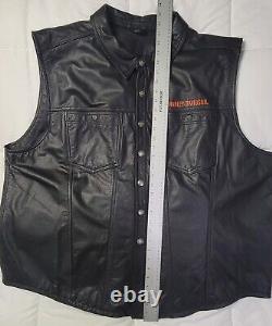 Gilet en cuir Harley Davidson Bar & Shield pour hommes 4XL XXXXL avec col à boutons