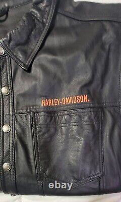 Gilet en cuir Harley Davidson Bar & Shield pour hommes 4XL XXXXL avec col à boutons