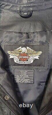 Gilet en cuir Harley Davidson Bar & Shield pour hommes 4XL XXXXL avec col à boutons