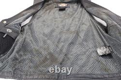 Gilet en cuir noir Harley Davidson pour homme S avec crâne réfléchissant Willie G et barre de conduite