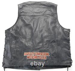 Gilet en cuir noir Harley Davidson pour homme XL Pathway snap vintage à lacets vtg bar