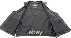 Gilet en cuir noir Harley Davidson pour homme XL Pathway snap vintage à lacets vtg bar