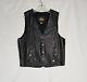 Gilet En Cuir Noir Pour Homme Harley Davidson Taille L Avec Bouclier De Barre Vintage Snap