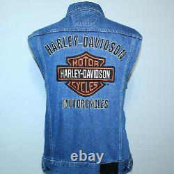 Gorgee Harley-davidson Sleeveless Denim Vest Jacket Bar&shield 99041-08vm Sz L