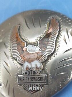 Harley Davidson # 1 Boucle De Ceinture Avec L'aigle Et Le Bar Et Le Bouclier