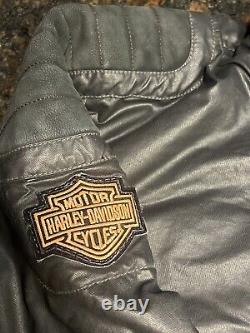 Harley Davidson 3 en 1 / Veste de moto à ailes en cuir et nylon avec barre et bouclier / Grand Taille Longue