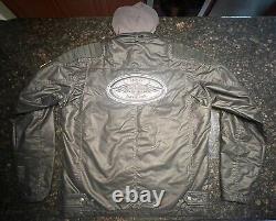 Harley Davidson 3 en 1 / Veste de moto à ailes en cuir et nylon avec barre et bouclier / Grand Taille Longue