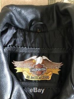 Harley Davidson 90s Veste Moto En Cuir Gaufrés Aigle Bar & Shield Hommes L