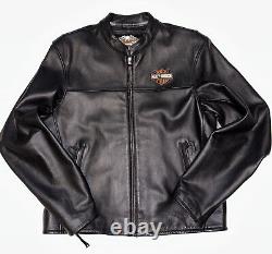 Harley-Davidson 98112-06VM Blouson de moto en cuir noir pour homme avec écusson de barre de protection taille LG